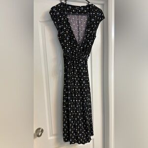 Black floral J Crew Mercantile wrap dress, size small